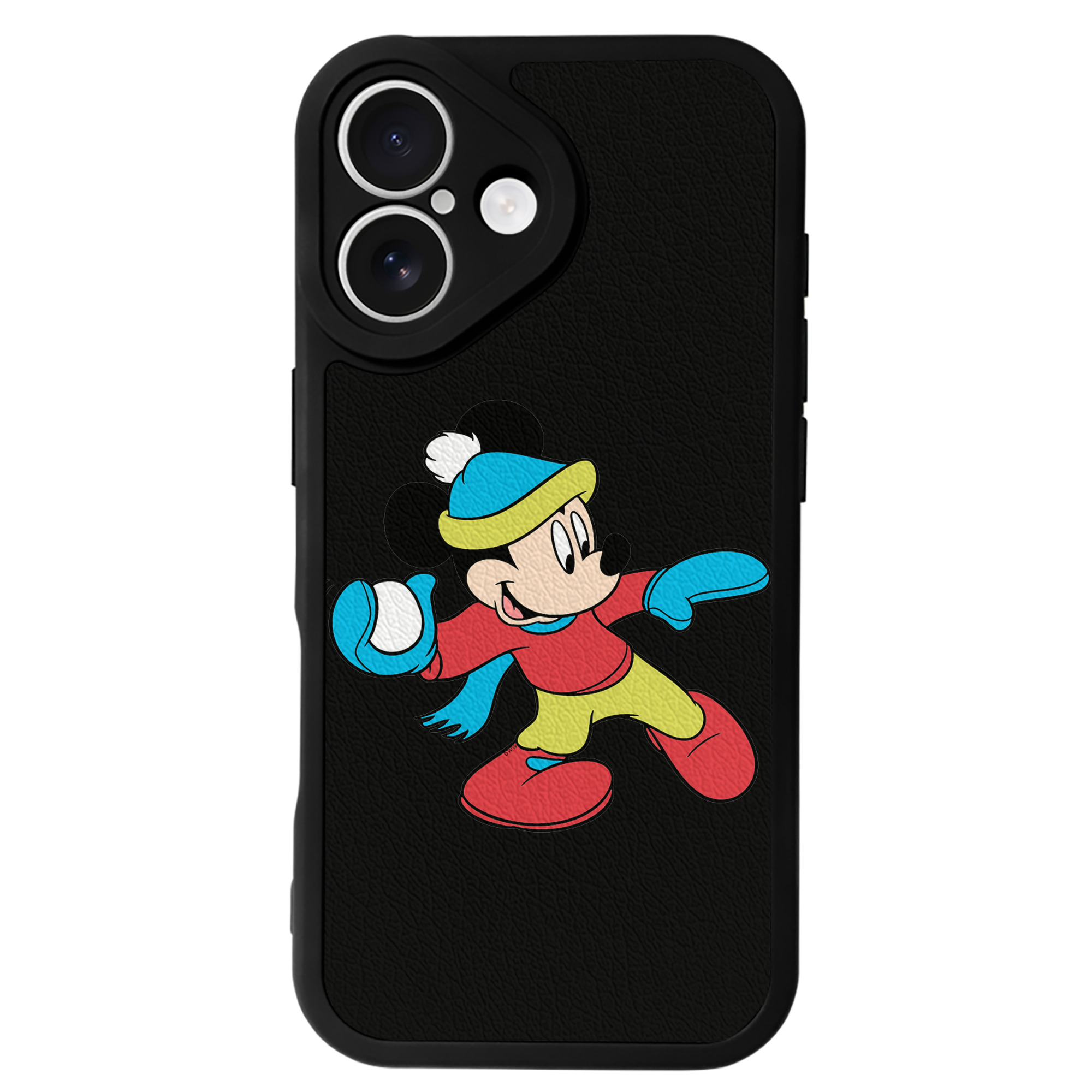 （画像用） ミッキーマウス Mickey Mouse 【iPhone 16シリーズ対応】シリコンスマホケース（レザー調） 材質：シリコン